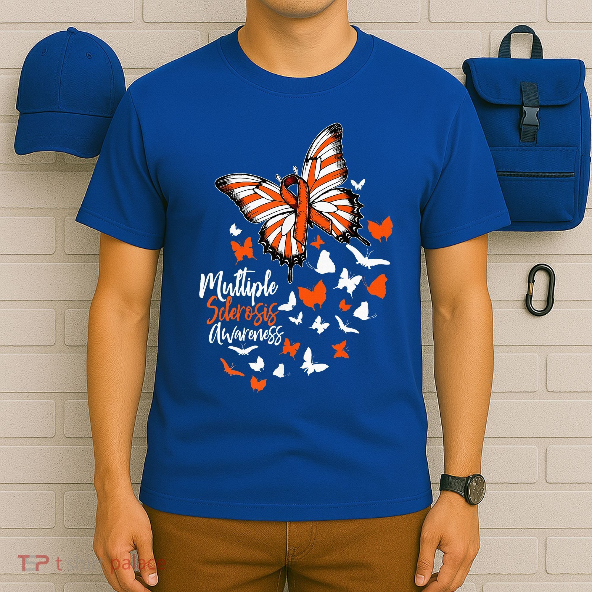 Multiple Sclerosis Awareness Butterfly Orange Ribbon  T-Shirt