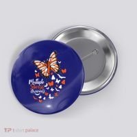 Multiple Sclerosis Awareness Butterfly Orange Ribbon  Button thumb 0