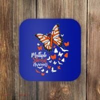 Multiple Sclerosis Awareness Butterfly Orange Ribbon  Coaster thumb 0