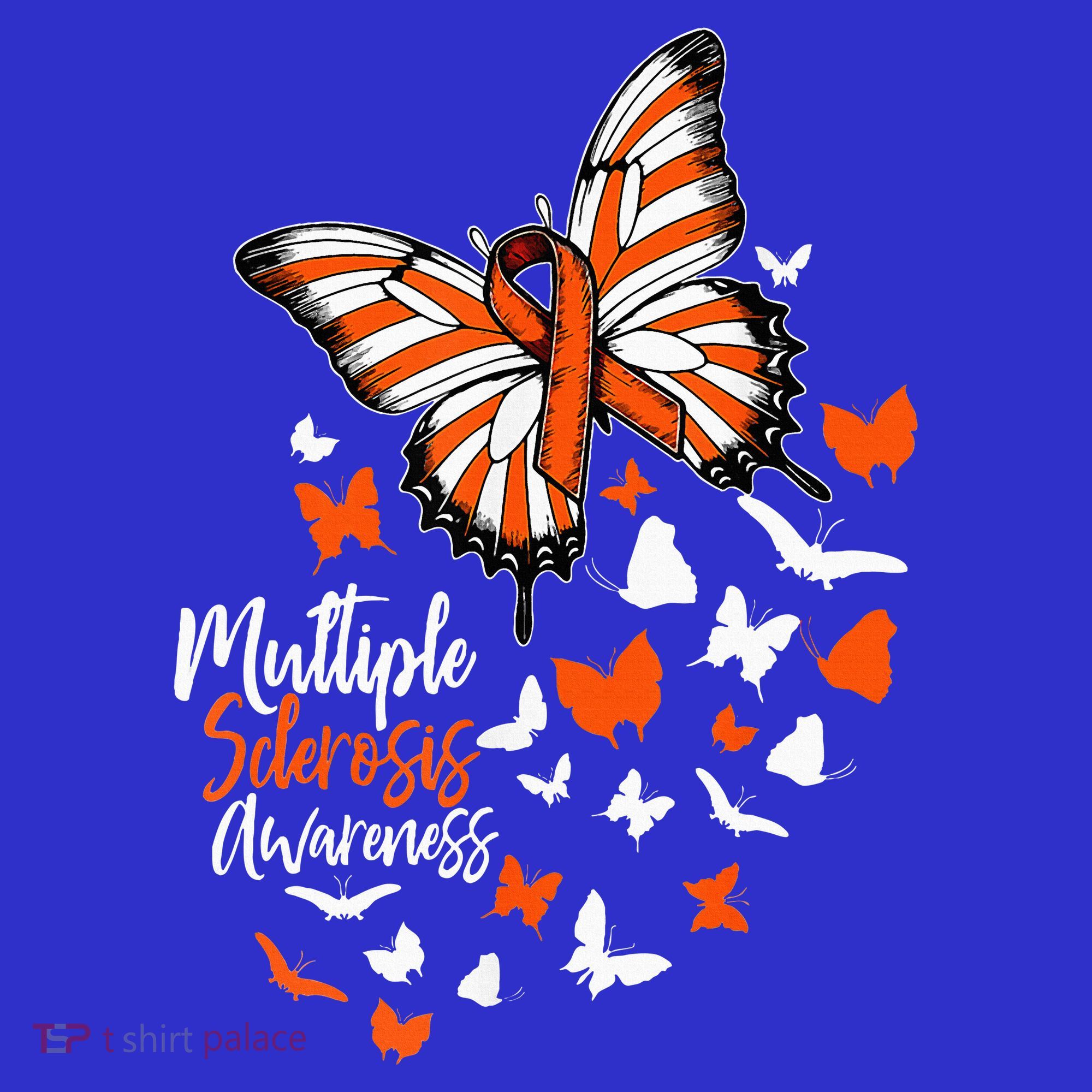 Multiple Sclerosis Awareness Butterfly Orange Ribbon  Mousepad