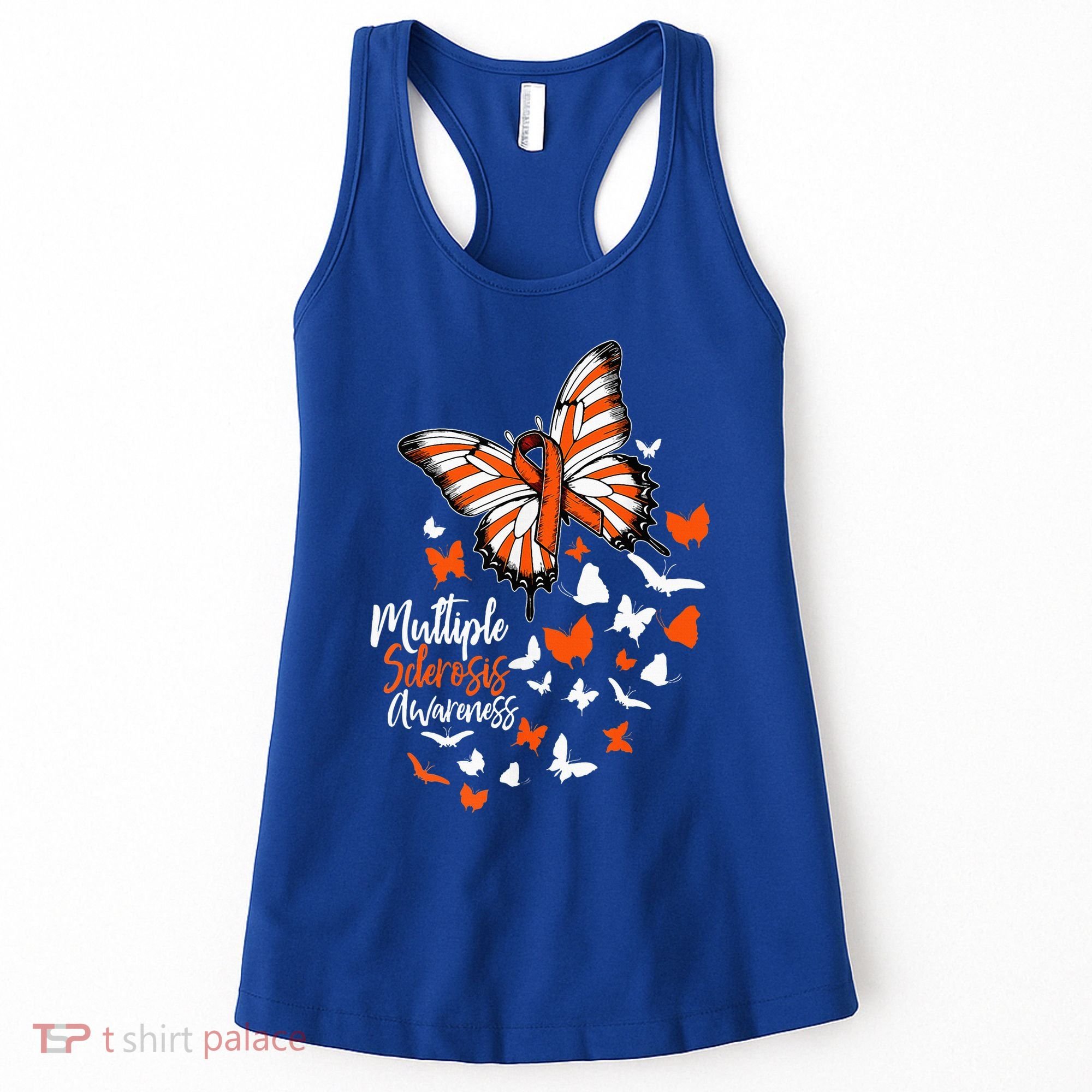 Multiple Sclerosis Awareness Butterfly Orange Ribbon  Women's Tank Top