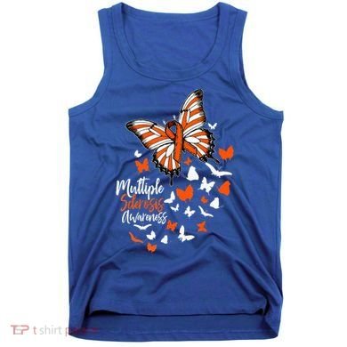 Multiple Sclerosis Awareness Butterfly Orange Ribbon  Tank Top