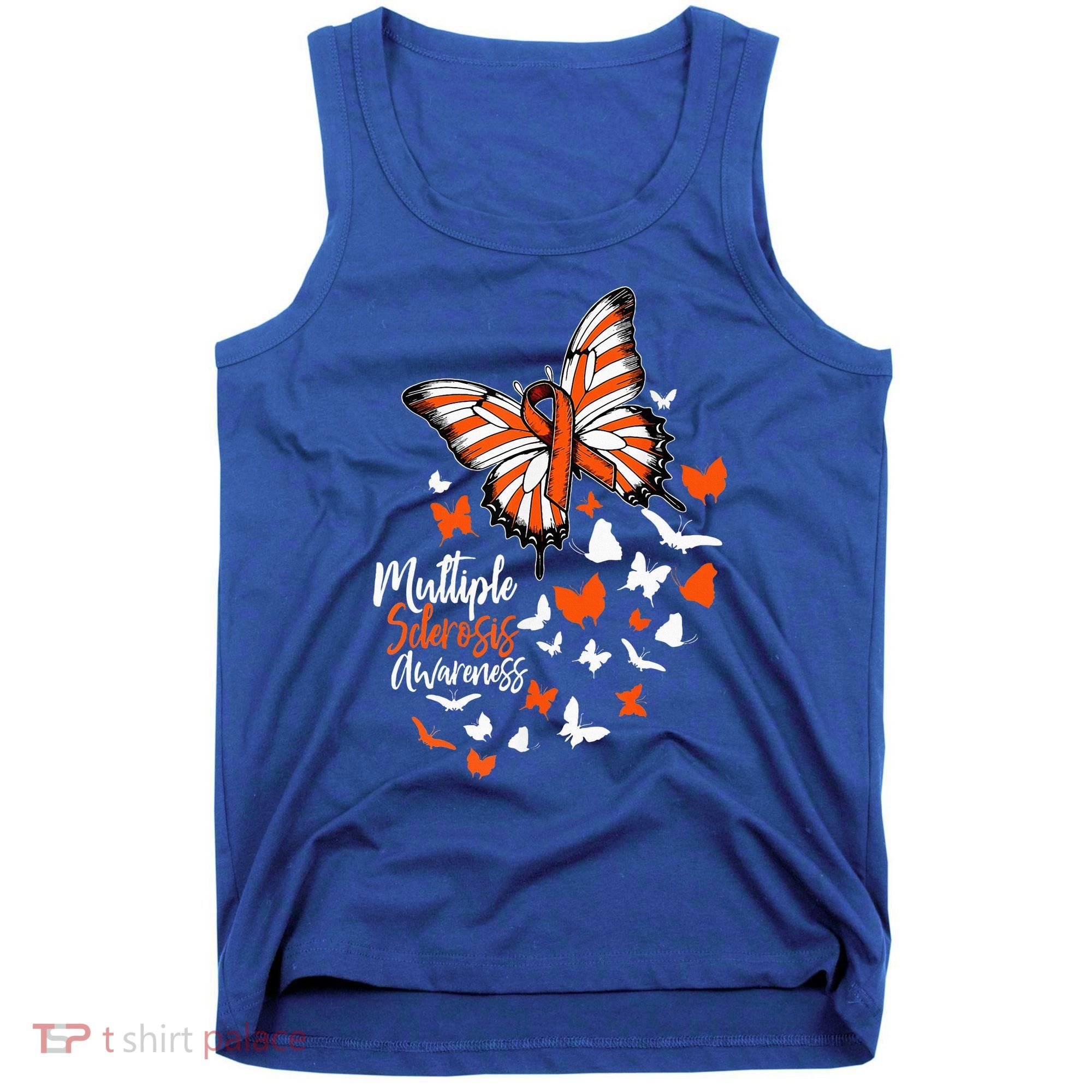 Multiple Sclerosis Awareness Butterfly Orange Ribbon  Tank Top