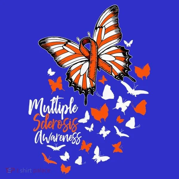 Multiple Sclerosis Awareness Butterfly Orange Ribbon  Women's T-Shirt