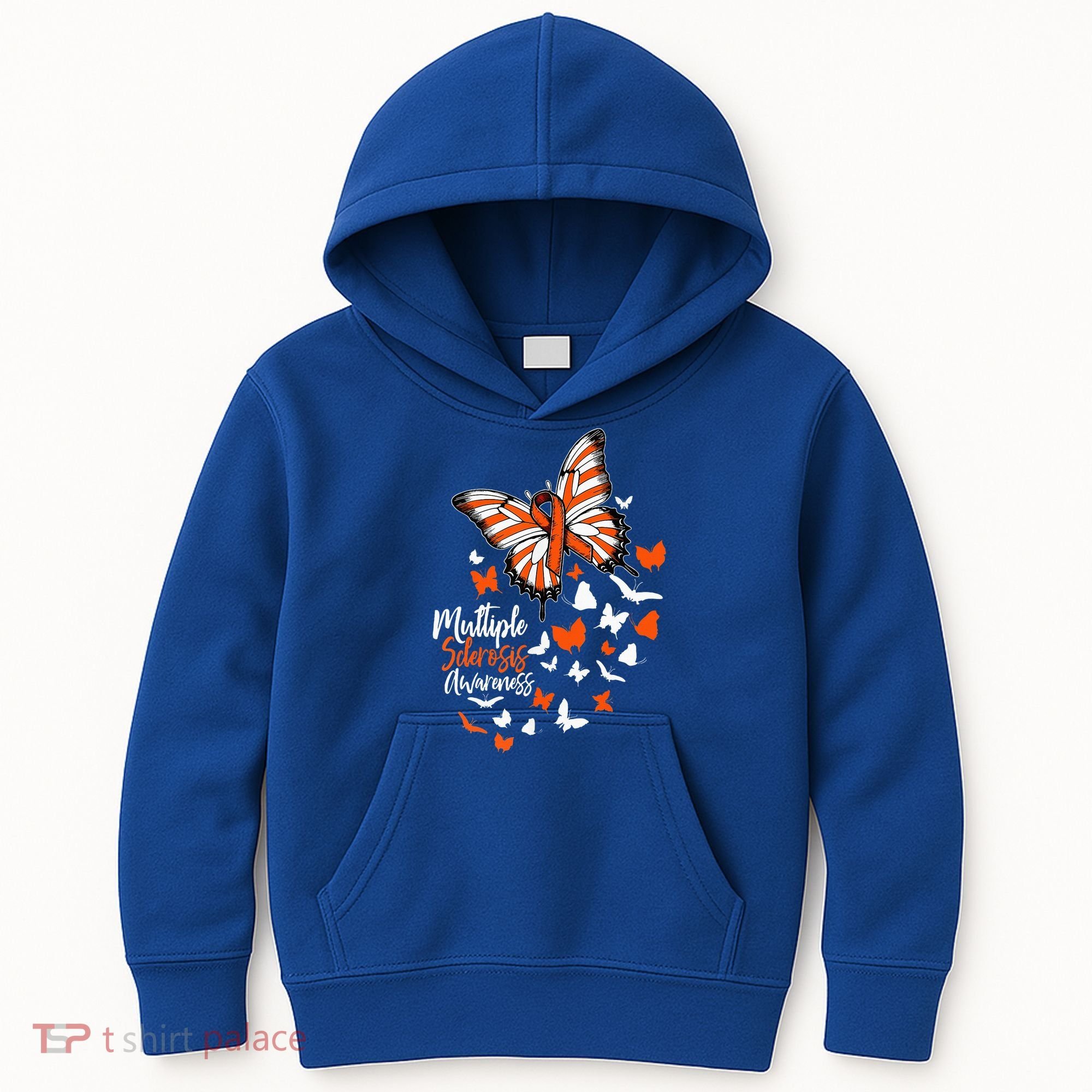 Multiple Sclerosis Awareness Butterfly Orange Ribbon  Kids Hoodie