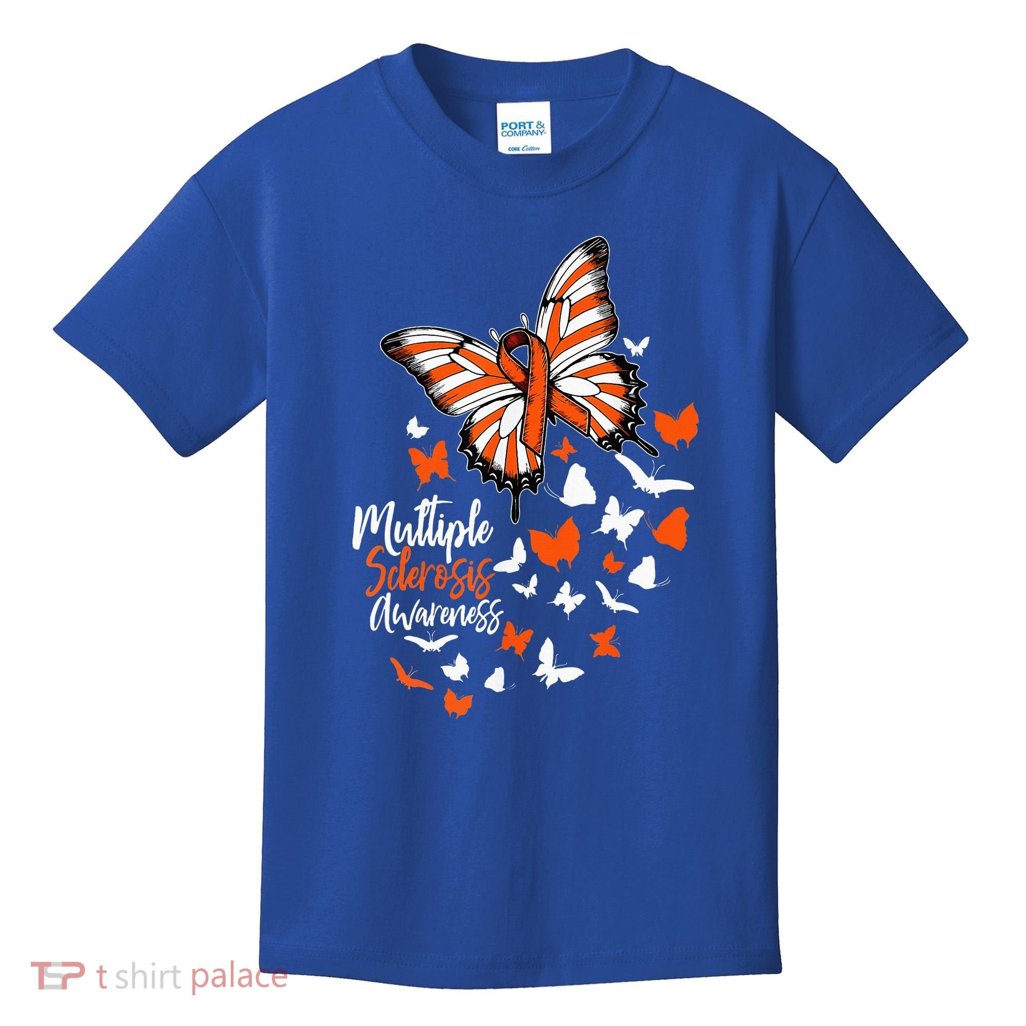 Multiple Sclerosis Awareness Butterfly Orange Ribbon  Kids T-Shirt