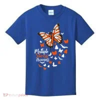 Multiple Sclerosis Awareness Butterfly Orange Ribbon  Kids T-Shirt thumb 0