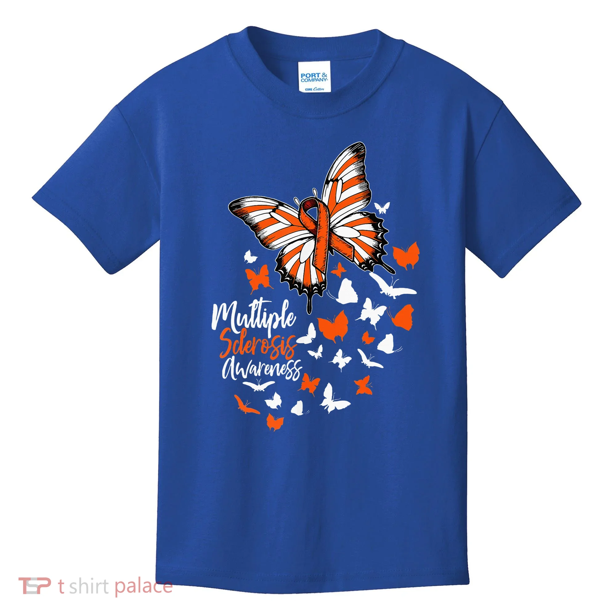 Multiple Sclerosis Awareness Butterfly Orange Ribbon  Kids T-Shirt
