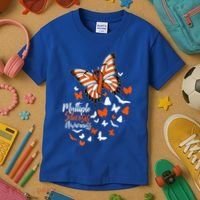 Multiple Sclerosis Awareness Butterfly Orange Ribbon  Kids T-Shirt thumb 3