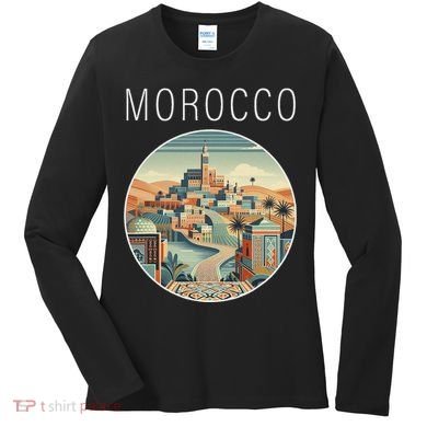 Morocco Scenery Art Deco Women's Long Sleeve Shirt