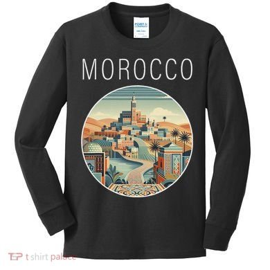 Morocco Scenery Art Deco Kids Long Sleeve Shirt