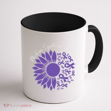 Moebius Syndrome Awareness Sunflower Purple Ribbon Support Gift Coffee Mug back