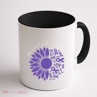 Moebius Syndrome Awareness Sunflower Purple Ribbon Support Gift Coffee Mug thumb 1