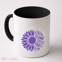 Moebius Syndrome Awareness Sunflower Purple Ribbon Support Gift Coffee Mug thumb 0