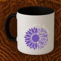 Moebius Syndrome Awareness Sunflower Purple Ribbon Support Gift Coffee Mug thumb 2