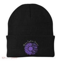 Moebius Syndrome Awareness Sunflower Purple Ribbon Support Gift Beanie thumb 0