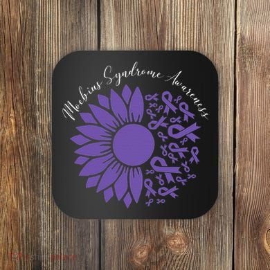 Moebius Syndrome Awareness Sunflower Purple Ribbon Support Gift Coaster