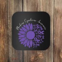 Moebius Syndrome Awareness Sunflower Purple Ribbon Support Gift Coaster thumb 0