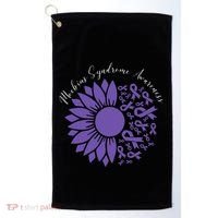 Moebius Syndrome Awareness Sunflower Purple Ribbon Support Gift Golf Towel thumb 0