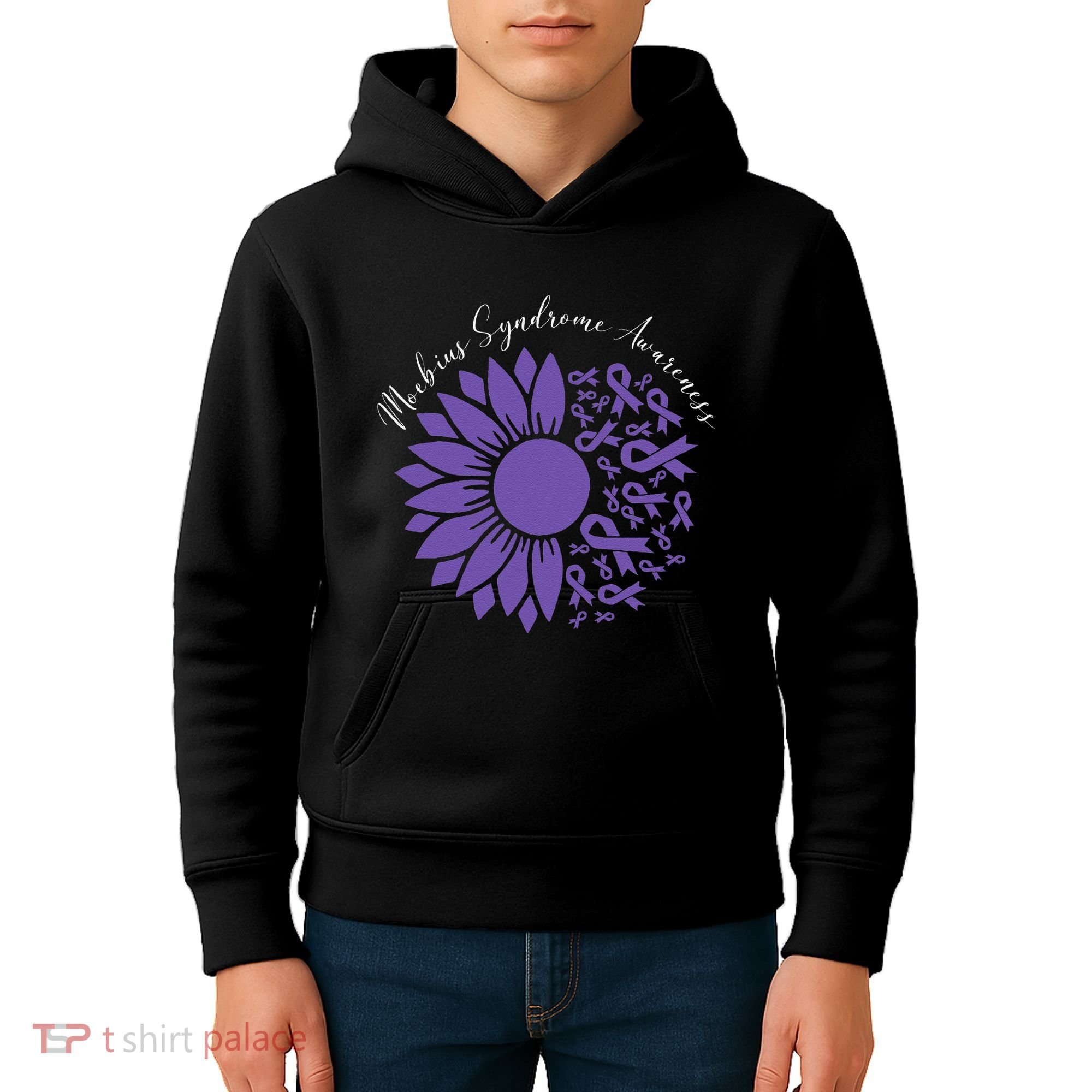 Moebius Syndrome Awareness Sunflower Purple Ribbon Support Gift Kids Hoodie