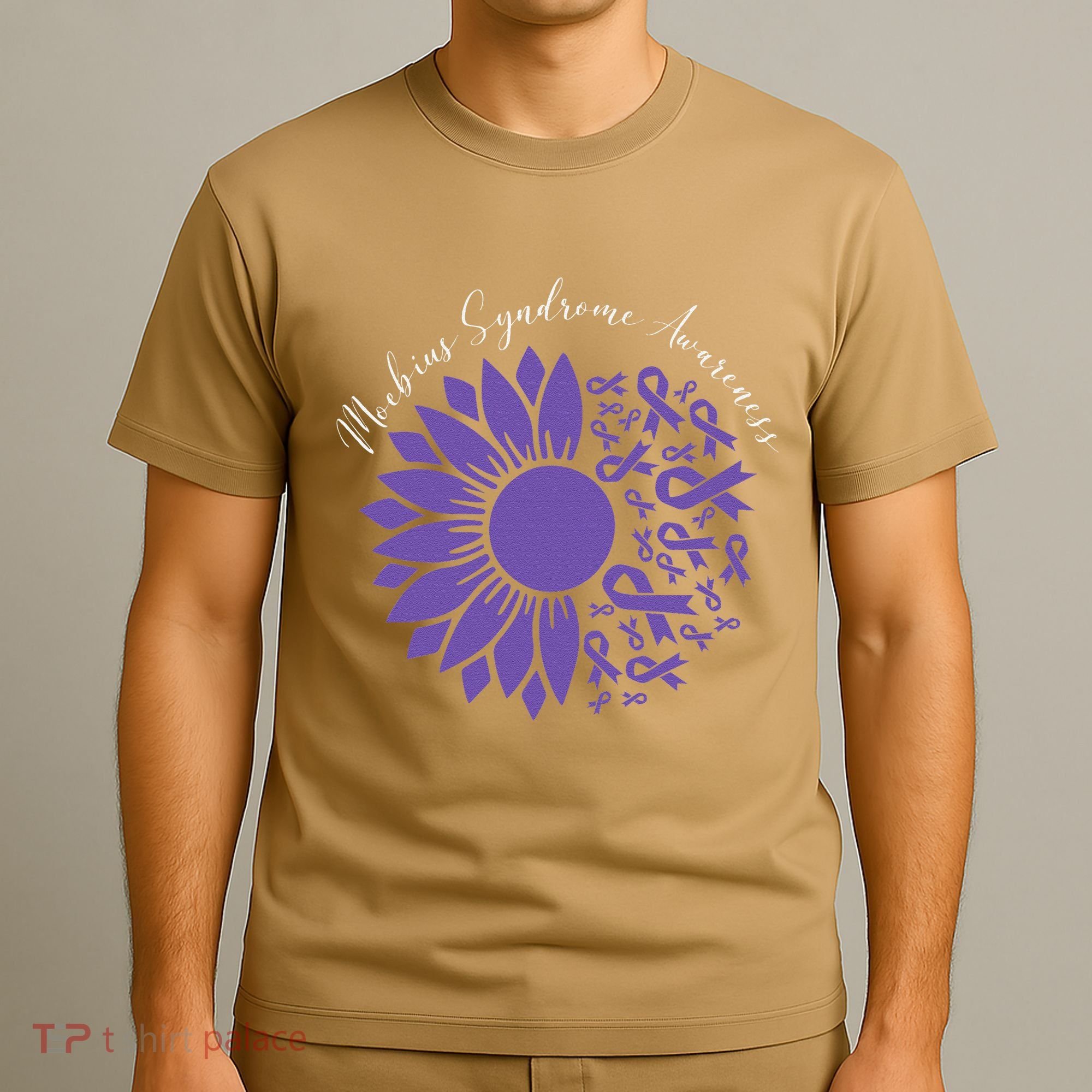 Moebius Syndrome Awareness Sunflower Purple Ribbon Support Gift T-Shirt