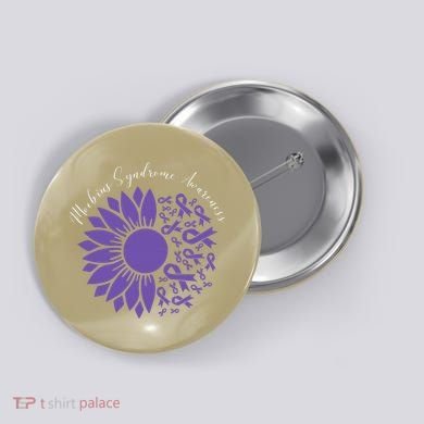 Moebius Syndrome Awareness Sunflower Purple Ribbon Support Gift Button