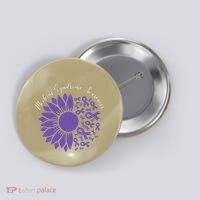 Moebius Syndrome Awareness Sunflower Purple Ribbon Support Gift Button thumb 0