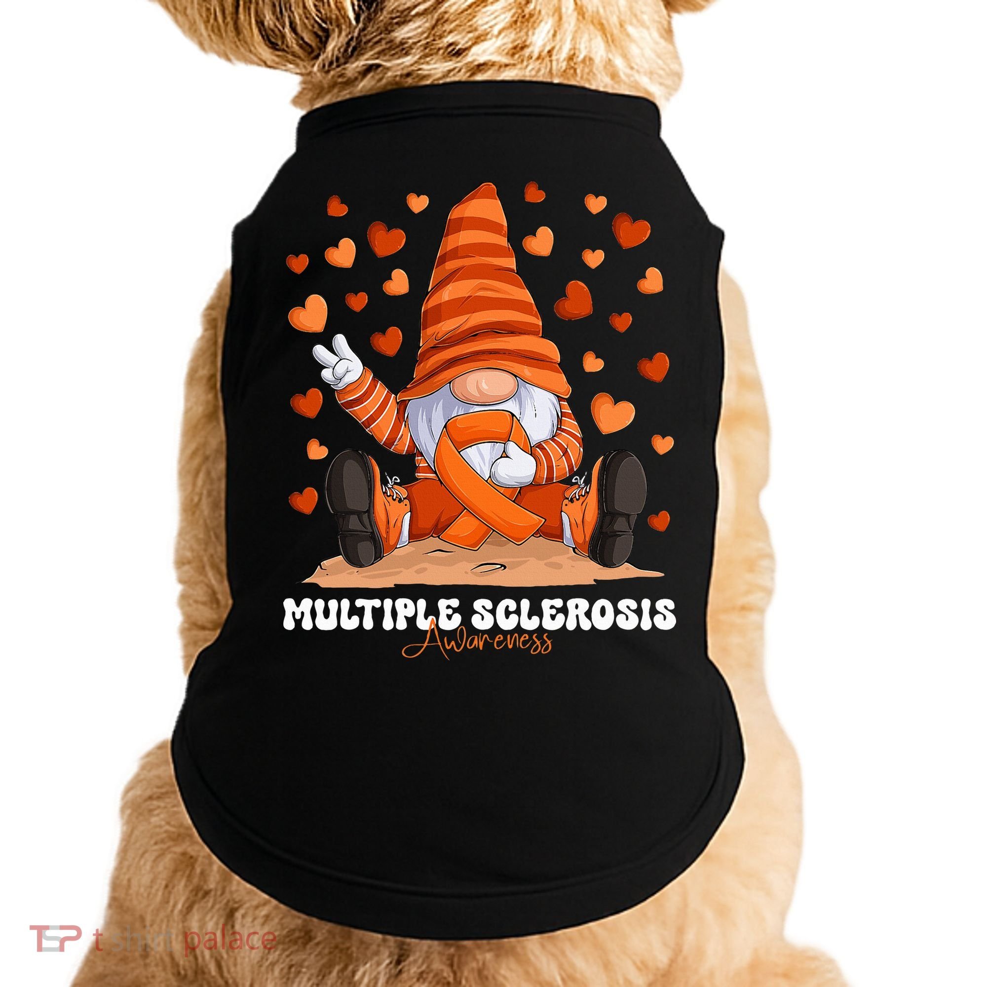 Multiple Sclerosis Awareness Month Orange Ribbon Gnome Doggie Tank