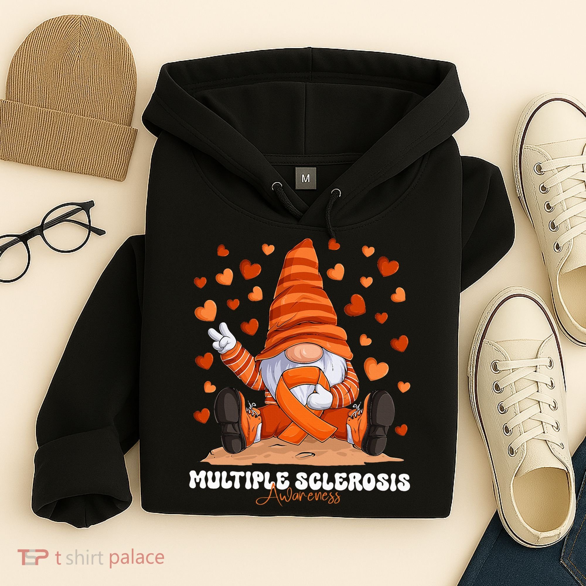 Multiple Sclerosis Awareness Month Orange Ribbon Gnome Hoodie