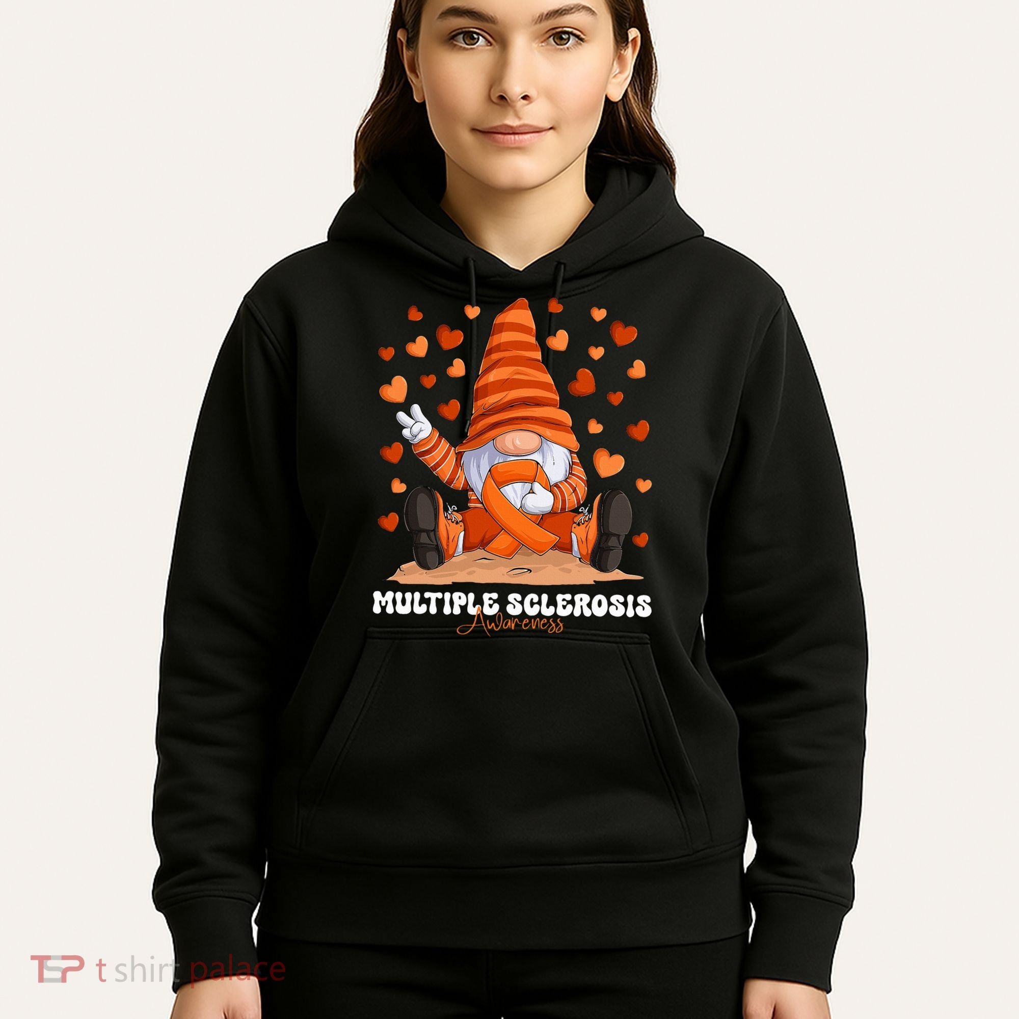 Multiple Sclerosis Awareness Month Orange Ribbon Gnome Hoodie