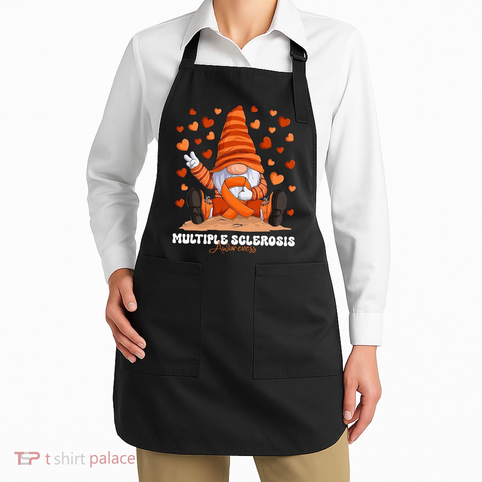 Multiple Sclerosis Awareness Month Orange Ribbon Gnome Apron