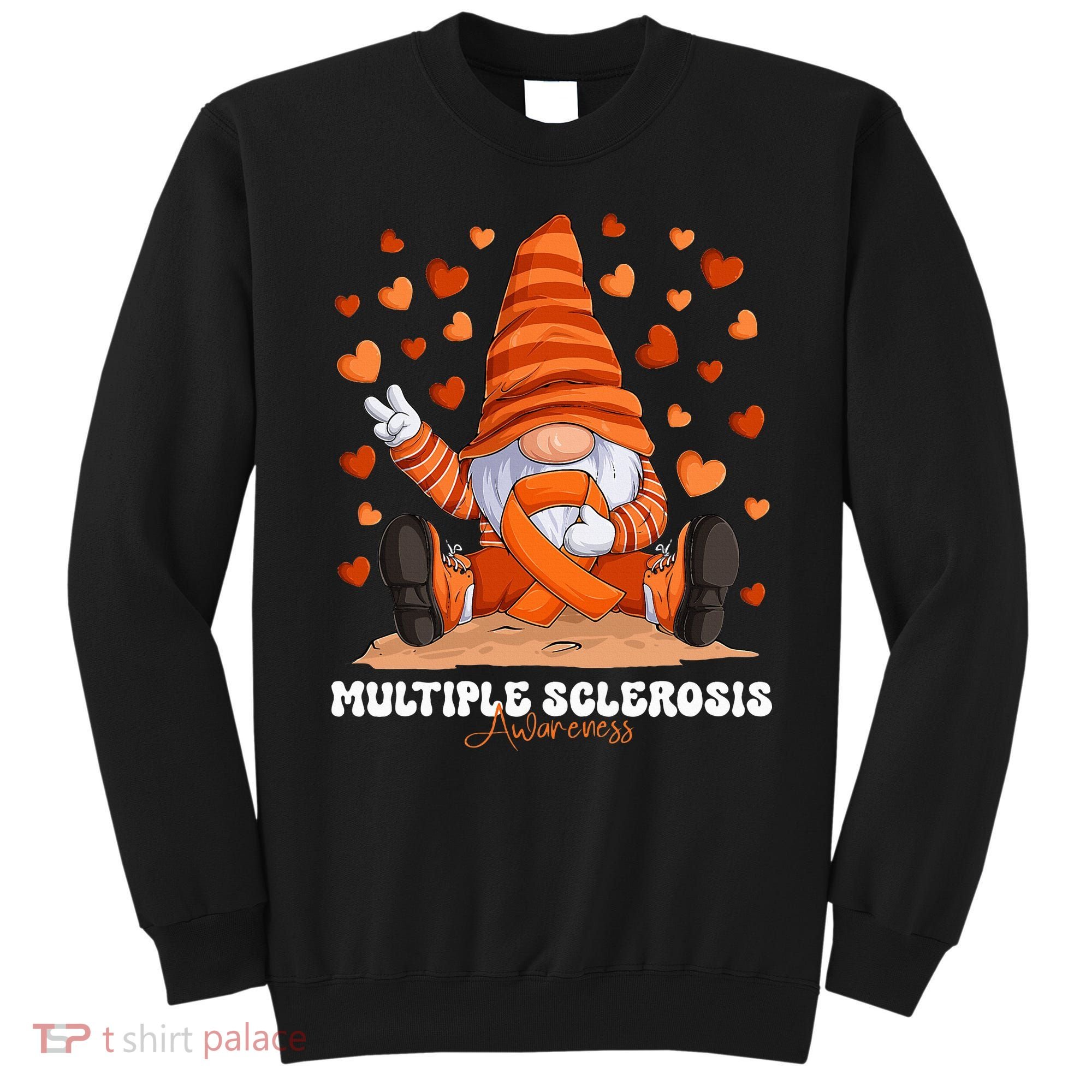 Multiple Sclerosis Awareness Month Orange Ribbon Gnome Sweatshirt