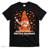 Multiple Sclerosis Awareness Month Orange Ribbon Gnome T-Shirt thumb 0
