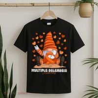 Multiple Sclerosis Awareness Month Orange Ribbon Gnome T-Shirt thumb 2