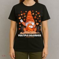 Multiple Sclerosis Awareness Month Orange Ribbon Gnome T-Shirt thumb 4