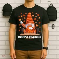 Multiple Sclerosis Awareness Month Orange Ribbon Gnome T-Shirt thumb 6
