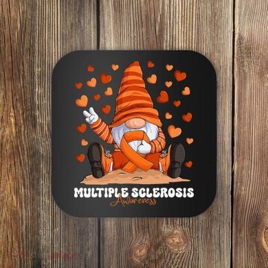 Multiple Sclerosis Awareness Month Orange Ribbon Gnome Coaster