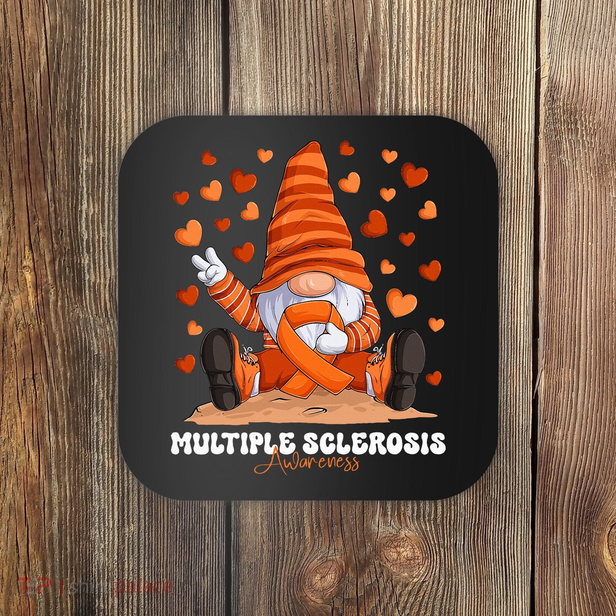 Multiple Sclerosis Awareness Month Orange Ribbon Gnome Coaster