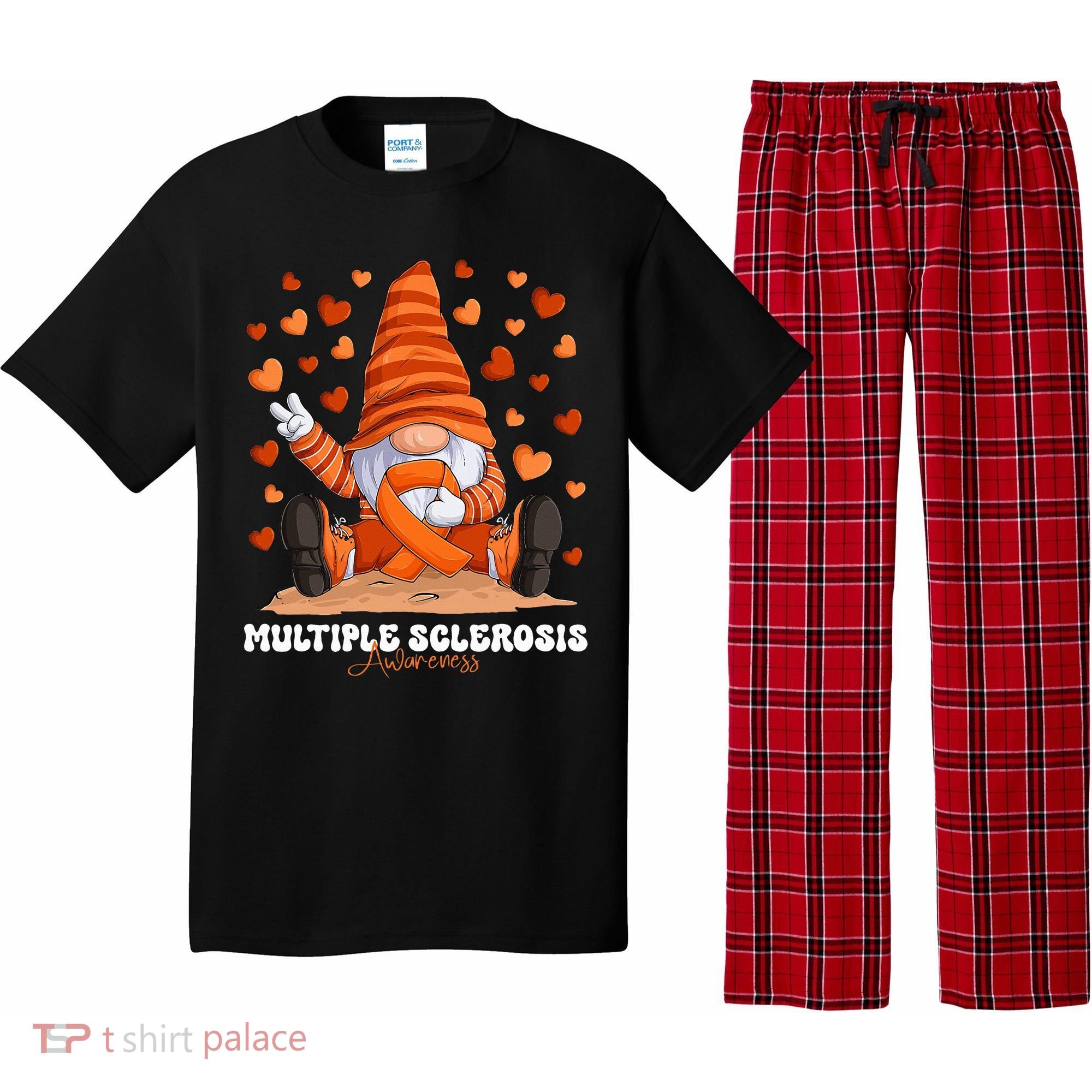 Multiple Sclerosis Awareness Month Orange Ribbon Gnome Pajama Set