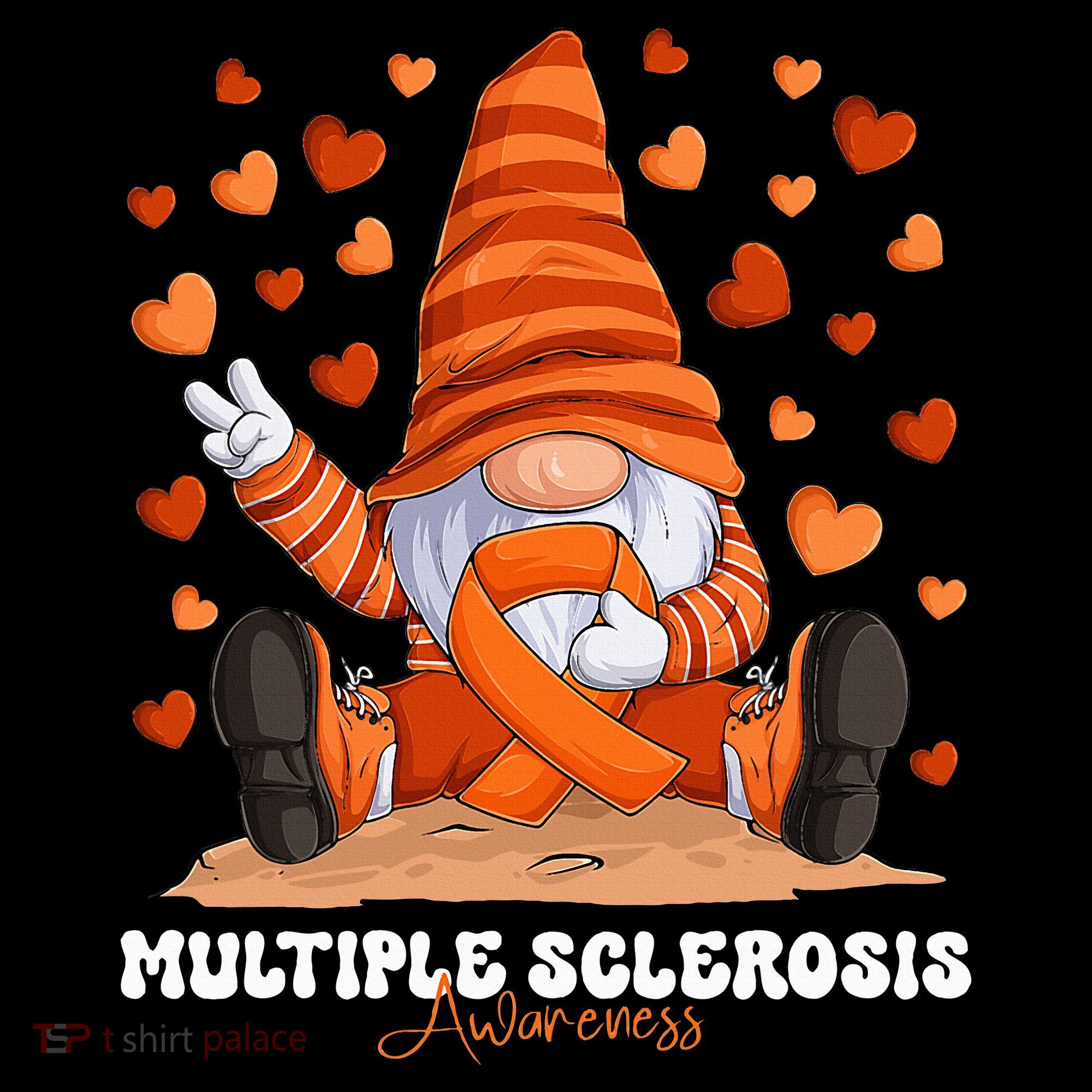 Multiple Sclerosis Awareness Month Orange Ribbon Gnome Women's Hoodie