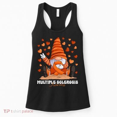 Multiple Sclerosis Awareness Month Orange Ribbon Gnome Women's Tank Top