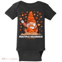 Multiple Sclerosis Awareness Month Orange Ribbon Gnome Baby Bodysuit thumb 0