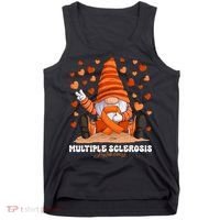 Multiple Sclerosis Awareness Month Orange Ribbon Gnome Tank Top thumb 0