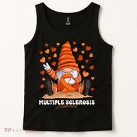 Multiple Sclerosis Awareness Month Orange Ribbon Gnome Tank Top thumb 2