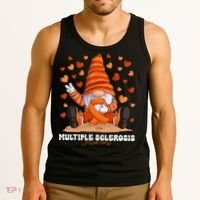 Multiple Sclerosis Awareness Month Orange Ribbon Gnome Tank Top thumb 3