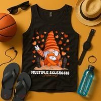 Multiple Sclerosis Awareness Month Orange Ribbon Gnome Tank Top thumb 4