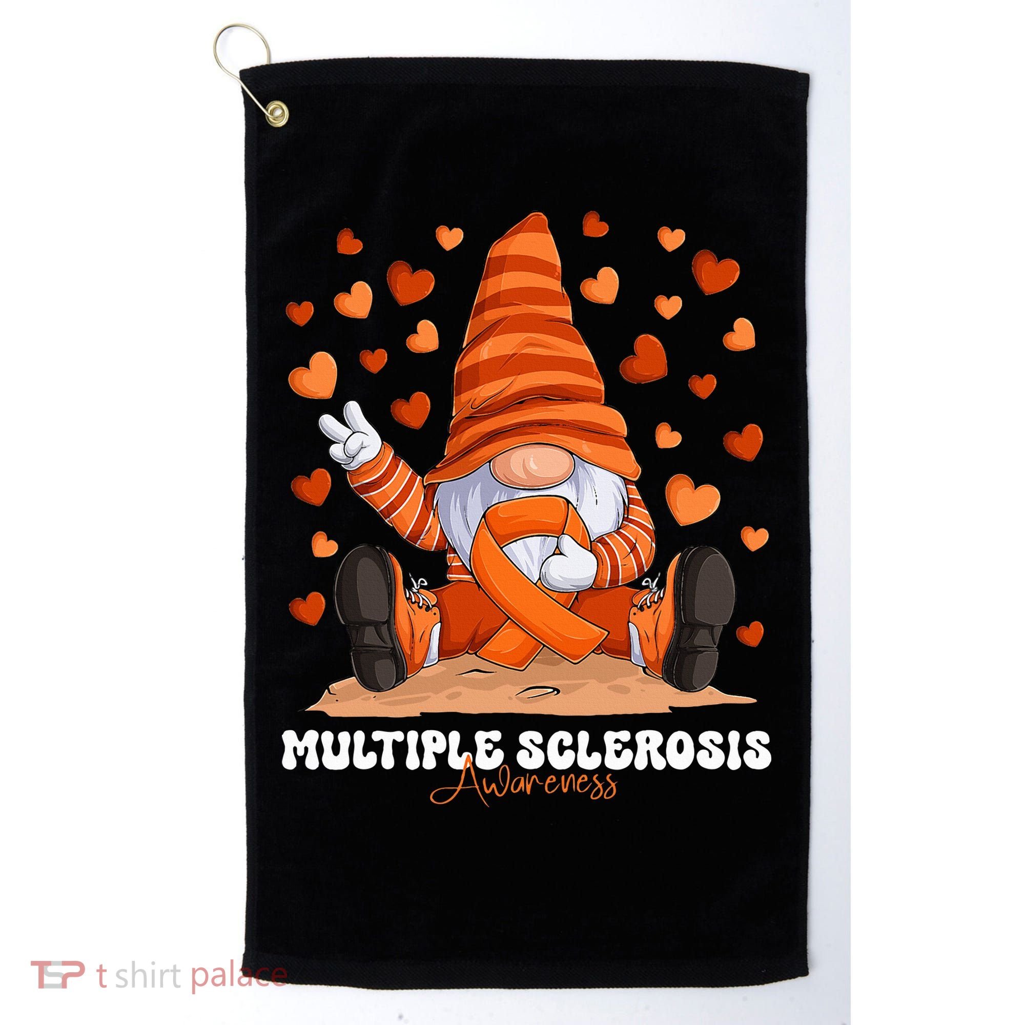 Multiple Sclerosis Awareness Month Orange Ribbon Gnome Golf Towel