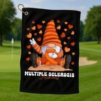 Multiple Sclerosis Awareness Month Orange Ribbon Gnome Golf Towel thumb 1