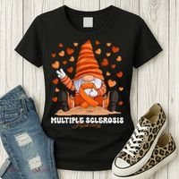 Multiple Sclerosis Awareness Month Orange Ribbon Gnome Women's T-Shirt thumb 3
