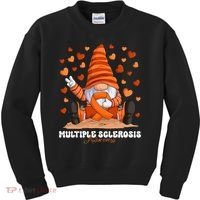 Multiple Sclerosis Awareness Month Orange Ribbon Gnome Kids Sweatshirt thumb 0